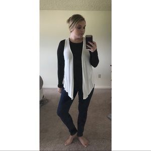 Cream open front vest